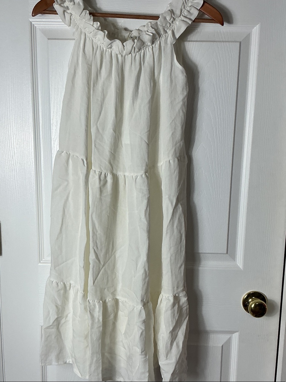 Women's White Tiered Maxi Skirt with Ruffle Waist Made in Italy